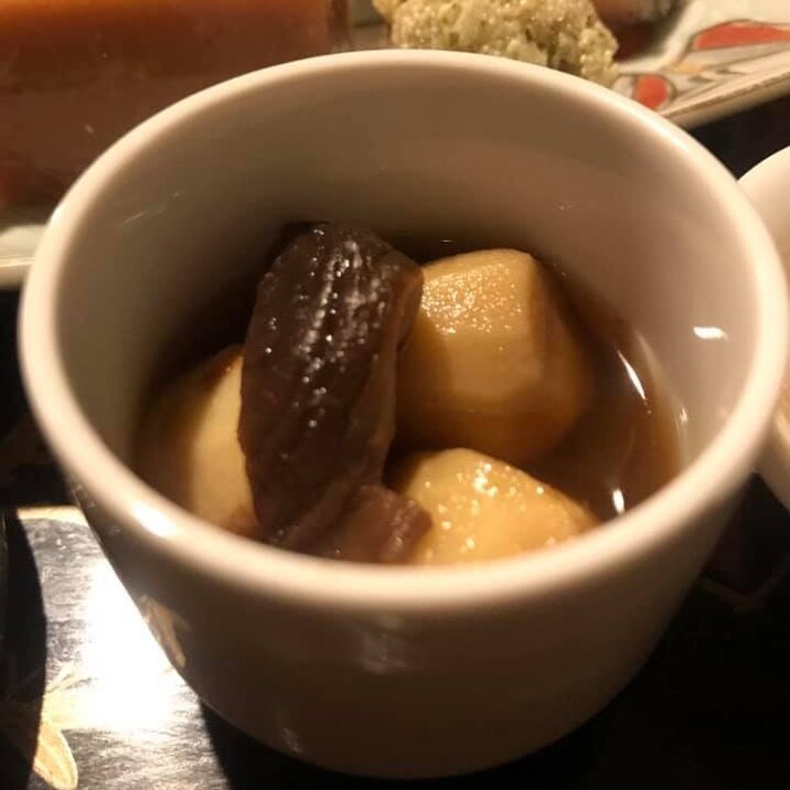 くわいと椎茸の豆烏賊煮